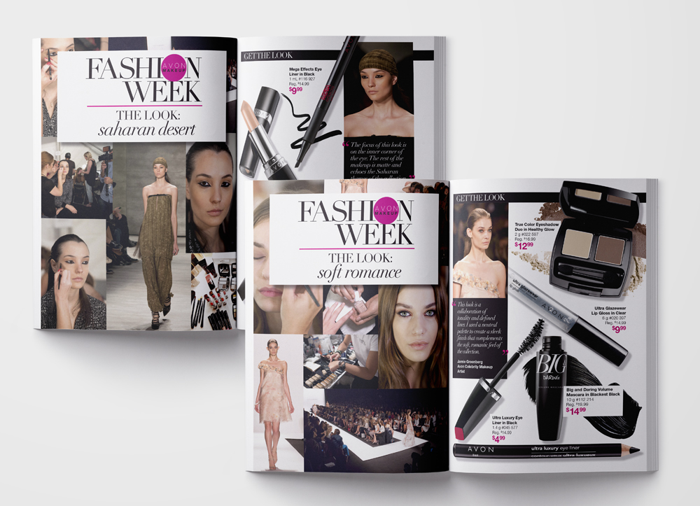 Fashion week makeup brochure spread